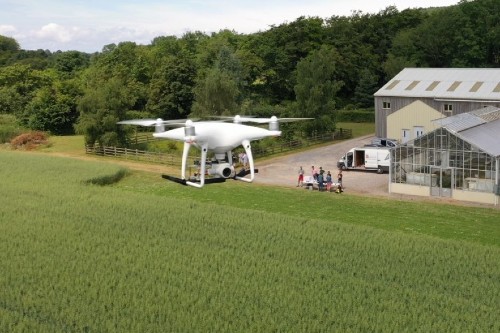 drone flying at Fenswood Facility at Bristol Uni